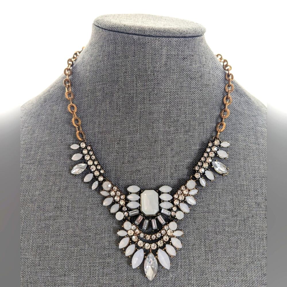Designer Style Tribal Rhinestone Sparkly Glass Bib Statement Necklace